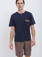 Εικόνα της Οδυσσεύ Μπλε Ανδρική Πιτζάμα Με Εμπριμέ Βερμούδα.