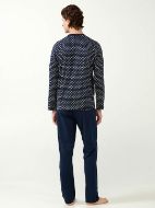 Εικόνα της Vamp Ανδρική Πυτζάμα Βαμβακερή Πατιλέτα & Διακριτικό Σχέδιο Blue 21690