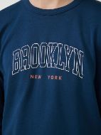 Εικόνα της Vamp Ανδρική Πυτζάμα Βαμβακερή Λαιμόκοψη & Παντελόνι Σχέδια Blue Moonlit - 21610