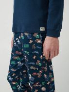 Εικόνα της Vamp Ανδρική Πυτζάμα Βαμβακερή Λαιμόκοψη & Παντελόνι Σχέδια Blue Moonlit - 21610