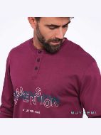 Εικόνα της Muydemi Μπορντό/Μπλε Βαμβακερή Ανδρική Πιτζάμα Με Γράμματα.