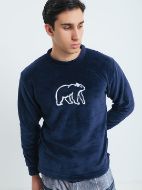 Εικόνα της Οδυσσεύ Βελούδο/Fleece Μπλε/Καρό Ανδρική Πιτζάμα.