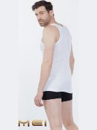 Εικόνα της Mei Βαμβακερή Λευκή Ανδρική Αμάνικη Φανέλα. (8010)