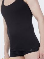 Εικόνα της Mei Αμάνικη Μαύρη Βαμβακερή Ανδρική Φανέλα.