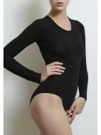 Εικόνα της Dreams γυναικείο κορμάκι μαύρο μακρυμάνικο με κλειστή λαιμόκοψη. (747)