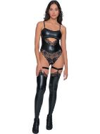 Εικόνα της Milena μαύρο brazil κορμάκι από δαντέλα & δερματίνη.