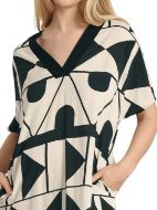 Εικόνα της Plus Size Muydemi Γυναικείο Μακρύ Φόρεμα Παραλίας Εκρού-μαύρο 210185