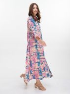 Εικόνα της Ble Resort Collection Πουκαμίσα Μακριά Τιρκουάζ/Ροζ Φοίνικες.