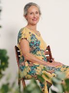 Εικόνα της Muydemi Rayon Κίτρινο Κοντομάνικο Φόρεμα Εμπριμέ.