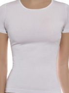 Εικόνα της Λευκό γυναικείο τοπ με κοντό μανίκι από 95% Bamboo - 5% Elastane.