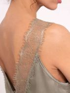 Εικόνα της Muydemi Καλοκαιρινό Γυναικείο Σετ Πιτζάμας Σατέν Χακί/λαδί 210046