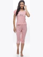 Εικόνα της Galaxy κοραλί Viscose γυναικεία πιτζάμα, κοντό μανίκι & κάπρι.