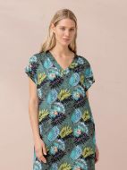 Εικόνα της Noidinotte Homewear Νυχτικό Viscose Εμπριμέ Κοντομάνικο Πράσινο.