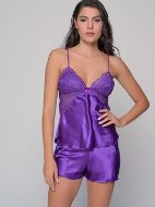 Εικόνα της Milena by Paris Χειμερινό Σατέν Babydoll Μωβ 004196