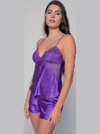 Εικόνα της Milena by Paris Χειμερινό Σατέν Babydoll Μωβ 004196
