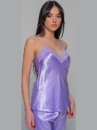 Εικόνα της Milena by Paris Καλοκαιρινό Γυναικείο Σετ Πιτζάμας Σατέν Λιλα 009185-Λιλά