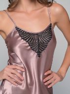 Εικόνα της Milena by Paris Καλοκαιρινό Γυναικείο Σετ Πιτζάμας Σατέν Μόκκα, Μαύρο, Καφέ 009179