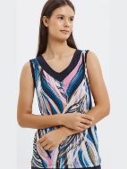 Εικόνα της Giota Βαμβακερή Μπλε Αμάνικη Πιτζάμα Εμπριμέ Με Κάπρι.