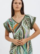 Εικόνα της Giota Βαμβακερή Πράσινη Κοντομάνικη Πιτζάμα Εμπριμέ Με Κάπρι.