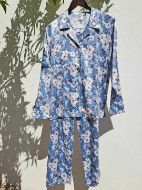 Εικόνα της Γιώτα Σατέν Γυναικεία Πιτζάμα Φλοράλ Σιέλ.