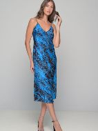 Εικόνα της Milena by Paris Χειμερινό Σατέν Γυναικείο Νυχτικό Μπλε-μαύρο, Μπλε 003440