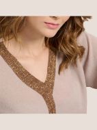 Εικόνα της Jeannette Lingerie Χειμερινό Γυναικείο Σετ Πιτζάμας Μπεζ, Καφέ, Χρυσές Λεπτομέρειες 7938