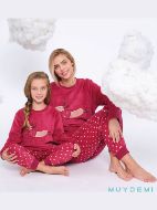 Εικόνα της Muydemi Fleece Φούξια Πουά Γυναικεία Πιτζάμα.