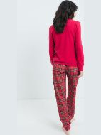 Εικόνα της Γιώτα βαμβακερή κόκκινη καρό γυναικεία πιτζάμα.