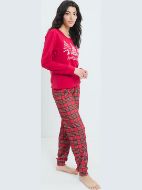 Εικόνα της Γιώτα βαμβακερή κόκκινη καρό γυναικεία πιτζάμα.