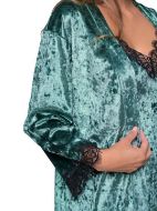 Εικόνα της Milena by Paris Χειμερινή Γυναικεία Βελουτέ Ρόμπα Λαδί 005307