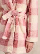 Εικόνα της Jeannette Ρόμπα Σταυρωτή Fleece Καρό Ροζ (7967)