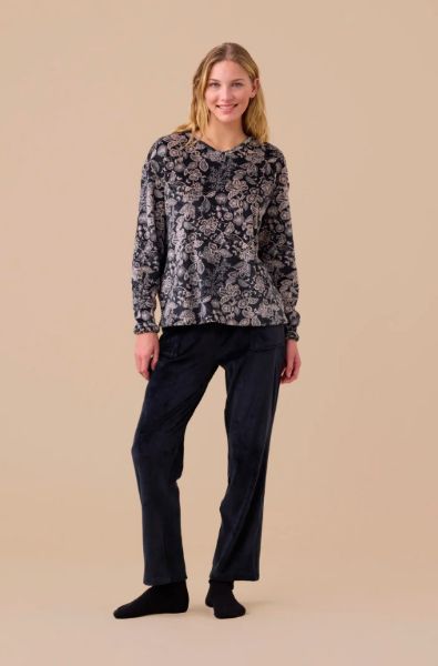 Εικόνα της Noidinotte Homewear Μαύρο Εμπριμέ Ελαστικό Βελούδο.