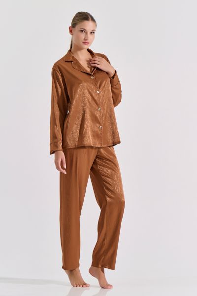 Εικόνα της Milena by Paris Χειμερινό Γυναικείο Σετ Πιτζάμας Μπρονζέ 009190-Μπρονζέ