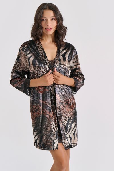 Εικόνα της Milena by Paris Χειμερινή Γυναικεία Ρόμπα Τιγρέ 005371-Τιγρέ