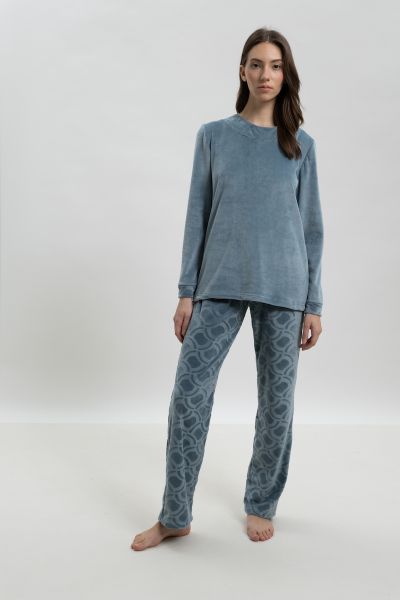 Εικόνα της Giota Σμαραγδί Βελούδινη Γυναικεία Πιτζάμα.