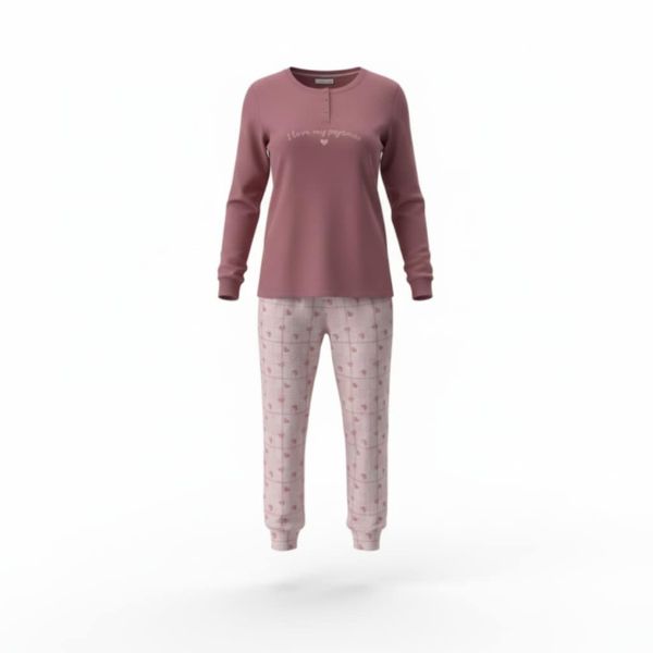 Εικόνα της Noidinotte Βαμβακερή Σάπιο Μήλο/Ροζ Γυναικεία Πιτζάμα.