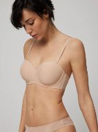 Εικόνα της Ysabel Mora Μπεζ Strapless Σουτιέν Με Μπανέλες & Ελαφριά Επένδυση.