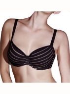 Εικόνα της Gisela Μαύρο με μπεζ ρίγα. Με μπανέλα και ελαφριά επένδυση.