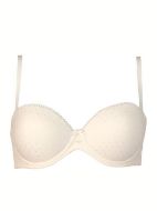 Εικόνα της Gisela Ιβουάρ Push Up Strapless Με Μπανέλα Πουά.