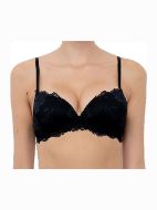 Εικόνα της Lormar Μαύρο σουτιέν χωρίς μπανέλα, με ενίσχυση και δαντέλα. Ρυθμιζόμενες ράντες.