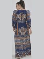 Εικόνα της Γυναικείο μακρύ καφτάνι μπλε /μπεζ.