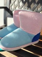 Εικόνα της Muydemi γαλάζιες/ροζ γυναικείες παντόφλες μποτάκια.