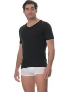 Εικόνα της Lido Underwear Ανδρική Φανέλα Κοντομάνικη Με V Βαμβακερή μαύρο 460-M