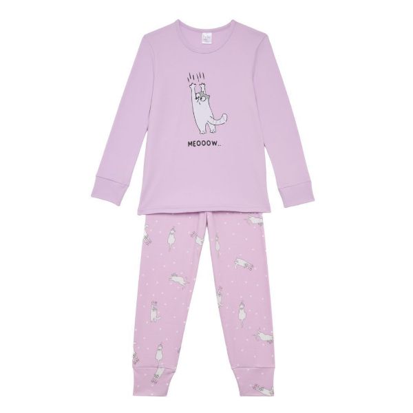 Εικόνα της Pretty Baby Παιδική Πιτζάμα Βαμβακερή Dusty Λιλά 64818