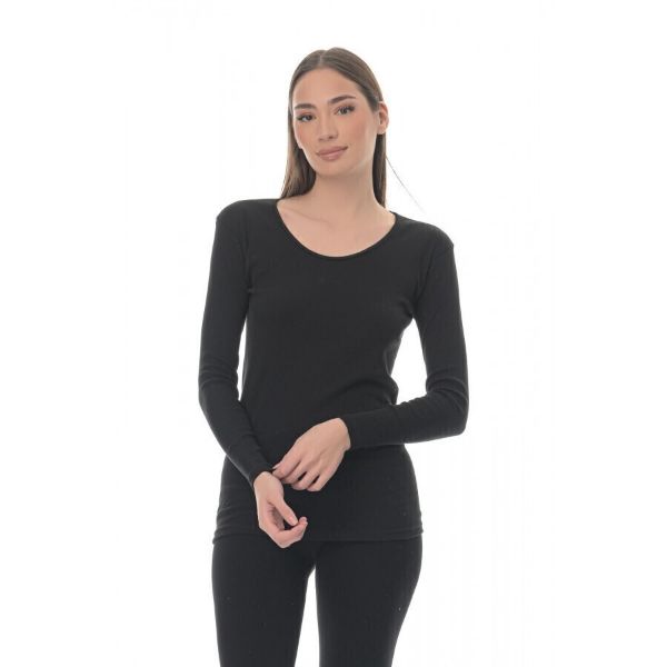 Εικόνα της Lido Underwear Μακρυμάνικο Μαύρο Γυναικείο Φανελάκι 320