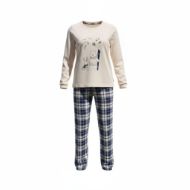 Εικόνα της Noidinotte Εκρού/Μπλε Καρό Βαμβακερή Γυναικεία Πιτζάμα.