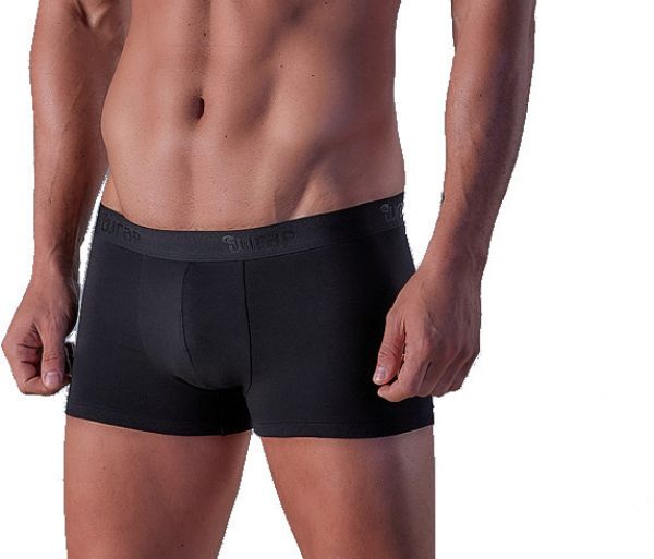 Εικόνα της Δυάδα μαύρα ανδρικά boxer μονόχρωμα με εξωτερικό λάστιχο.