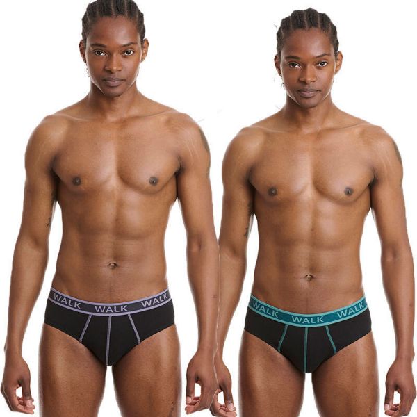 Εικόνα της Walk Ανδρικά Σλιπ Μαύρο Μωβ/Τιρκουάζ 2Pack W1757_0202