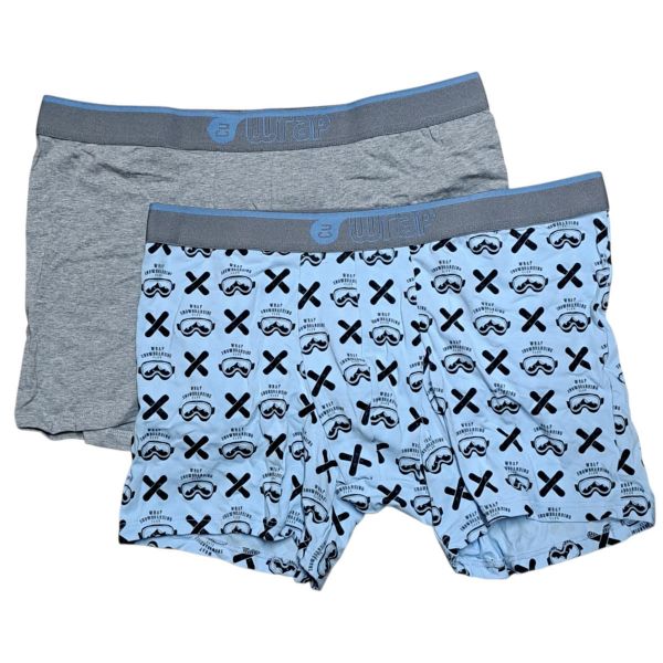 Εικόνα της 2Pack Wrap Boxer Γκρι/Γαλάζιο Εμπριμέ.