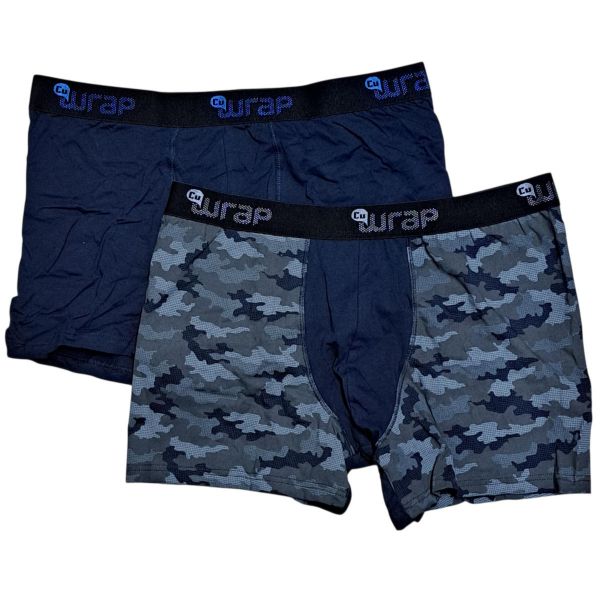 Εικόνα της 2Pack Wrap Boxer Μπλε/Εμπριμέ.
